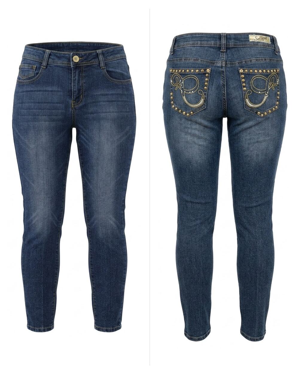 Southpole Studded Rhinestone Embroidered Skinny Jeans Blue Women Size 9